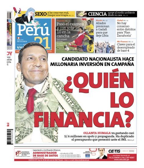 Portada de los diarios de Lima, 30 de Marzo de 2011
