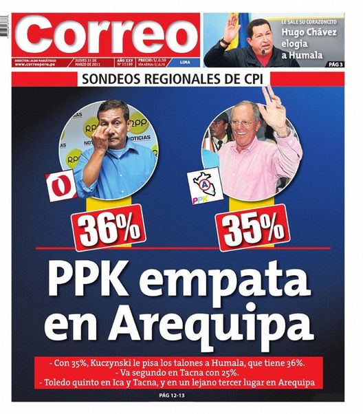 Portada de los diarios de Lima, 31 de Marzo de 2011