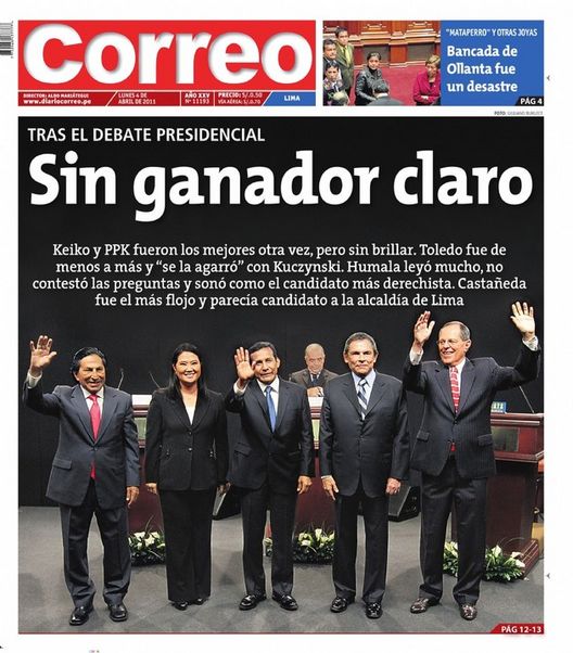 Portada de los diarios de Lima, 04 de Abril de 2011