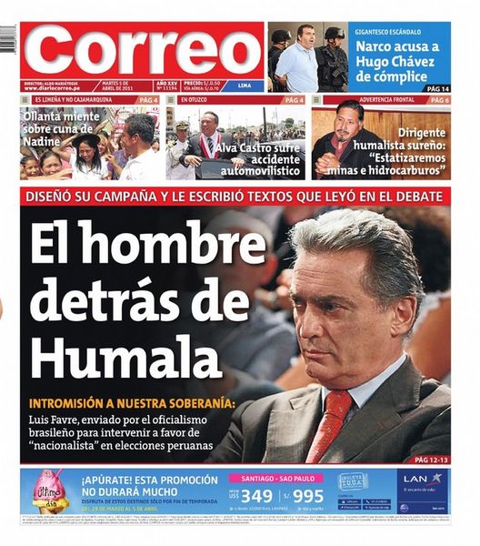 Portada de los diarios de Lima, 05 de Abril de 2011