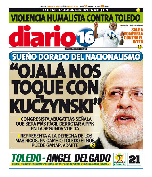 Portada de los diarios de Lima, 05 de Abril de 2011