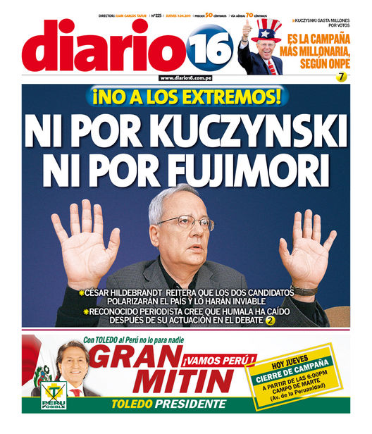 Portada de los diarios de Lima, 07 de Abril de 2011