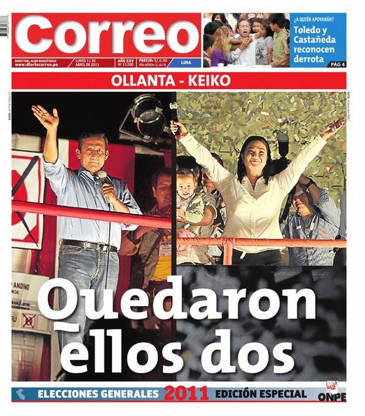 Portada de los diarios de Lima, 11 de Abril de 2011