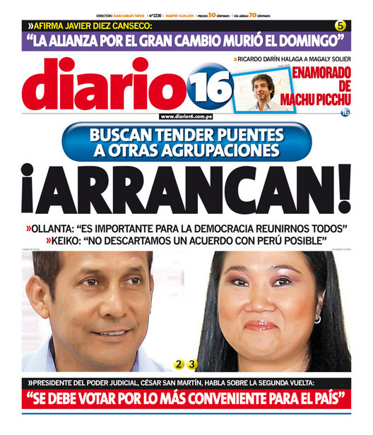 Portada de los diarios de Lima, 12 de Abril de 2011
