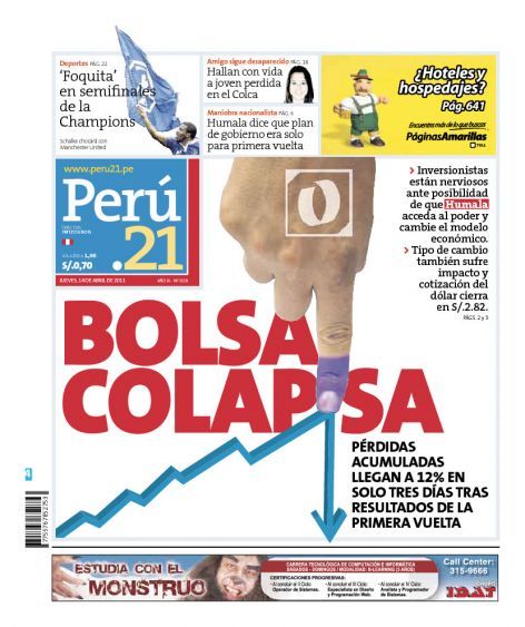 Portada de los diarios de Lima, 14 de Abril de 2011