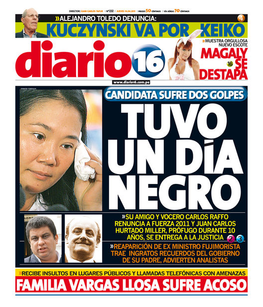 Portada de los diarios de Lima, 14 de Abril de 2011
