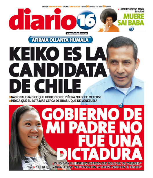 Portada de los diarios de Lima, 25 de Abril de 2011