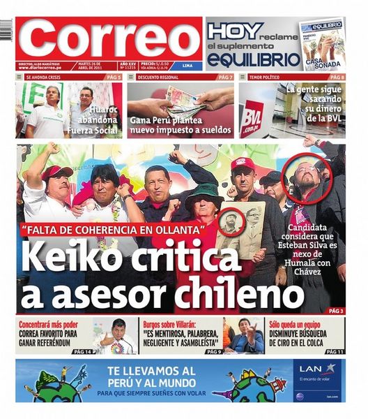 Portada de los diarios de Lima, 26 de Abril de 2011