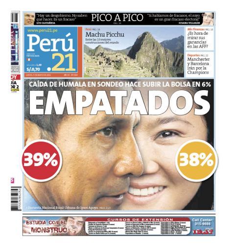 Portada de los diarios de Lima, 05 de Mayo de 2011