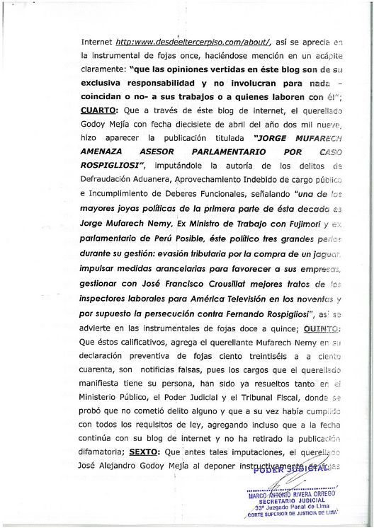 Blogger peruano José Alejandro Godoy es condenado a 3 años de prisión: Texto de la condena