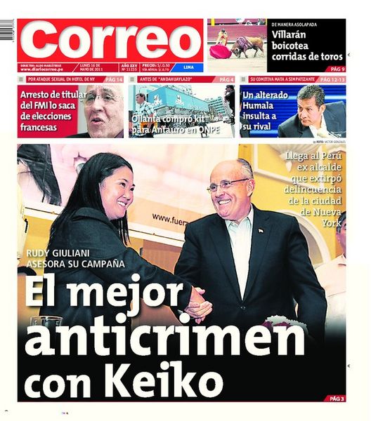 Portada de los diarios de Lima, 16 de Mayo de 2011