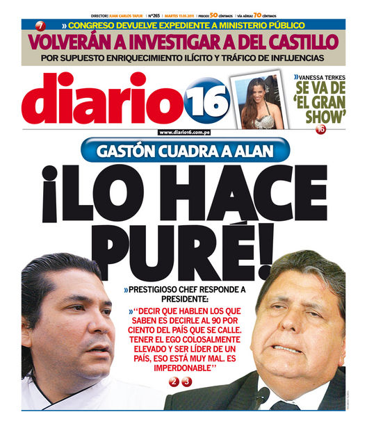 Portada de los diarios de Lima, 17 de Mayo de 2011