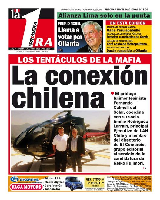 Portada de los diarios de Lima, 23 de Mayo de 2011