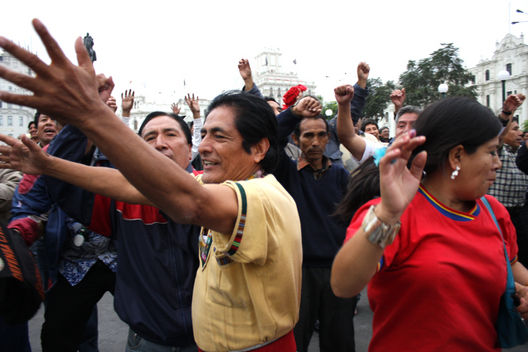 Simpatizantes del líder de Gana Perú,Ollanta Humala