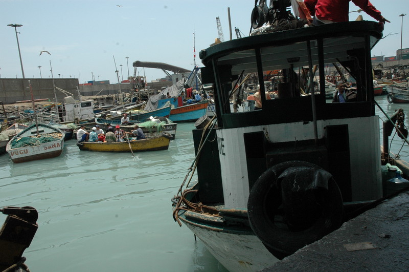 Barcos de pesca, las famosas 'bolicheras', preparándose para ir en busca de peces u otras especies acuáticas del mar peruano