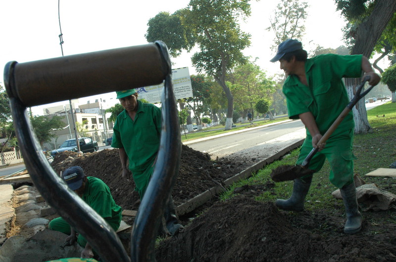 Trabajadores municipales mejoran veredas, parques y jardines de la ciudad de Lima este 2012