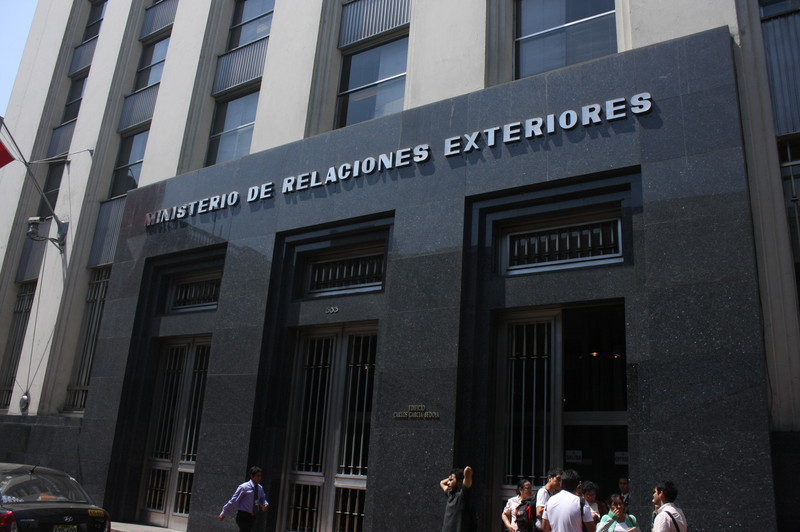 Imágenes del frontis del  Ministerio de Relaciones Exteriores