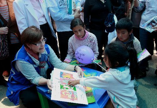 La alcaldesa de Lima Susana Villarán en Barrios Altos en el marco de una de sus jornadas