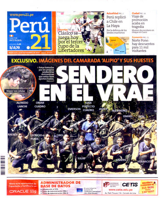 Portada de los diarios de Lima, 10 de noviembre de 2010