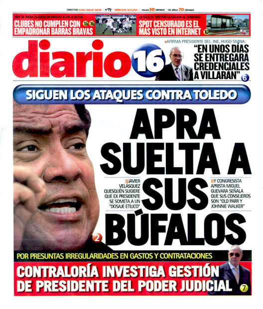 Portada de los diarios de Lima, 10 de noviembre de 2010