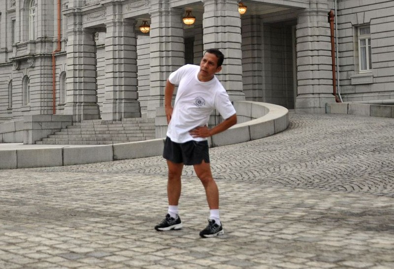 Presidente Ollanta Humala trota en los alrededores de Palacio de Akasaka en Japón
