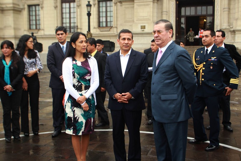 Presidente Ollanta Humala participo del Simulacro Nacional de Sismo y Tsunami, en el Patio de Honor de Palacio de Gobierno