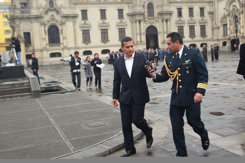 Presidente Ollanta Humala participo del Simulacro Nacional de Sismo y Tsunami, en el Patio de Honor de Palacio de Gobierno