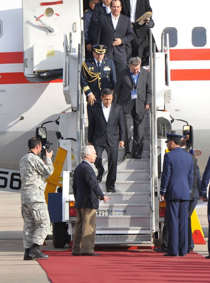 Presidente peruano Ollanta Humala Tasso llega a Chile para participar en la IV Cumbre de la Alianza del Pacífico.