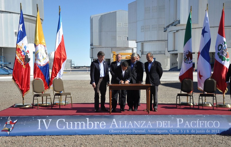 Presidente Ollanta Humala, en la firma del acuerdo marco de la Alianza del Pacífico, en la Región chilena de Antofagasta