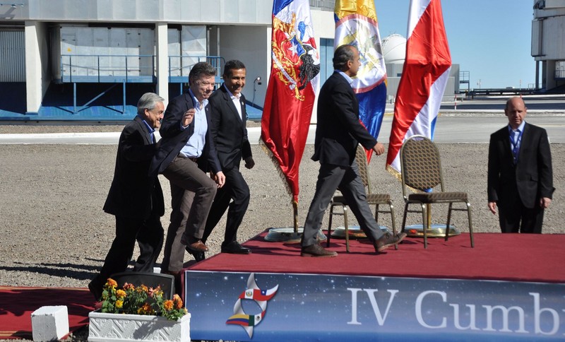 Presidente Ollanta Humala, en la firma del acuerdo marco de la Alianza del Pacífico, en la Región chilena de Antofagasta