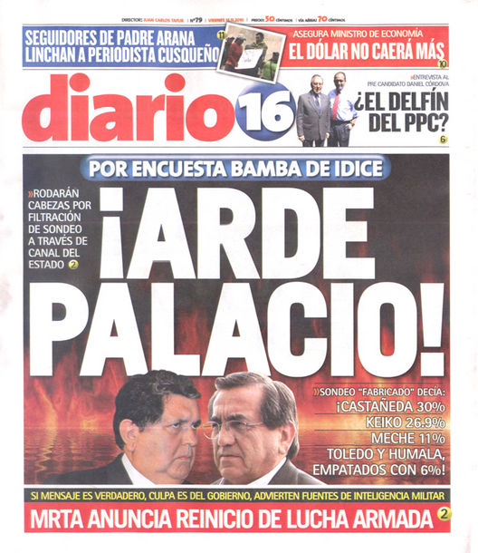 Portada de los diarios de Lima, 12 de noviembre de 2010