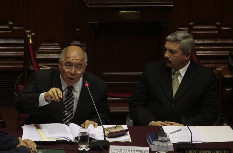 Presidente del Poder Judicial,César San Martín y el fiscal de la Nación José Peláez Bardales se presentan en el congreso