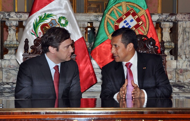 Presidente Ollanta Humala recibió al Primer Ministro de Portugal, Pedro Passos Coelho, quien llegó a nuestro país en visita oficial