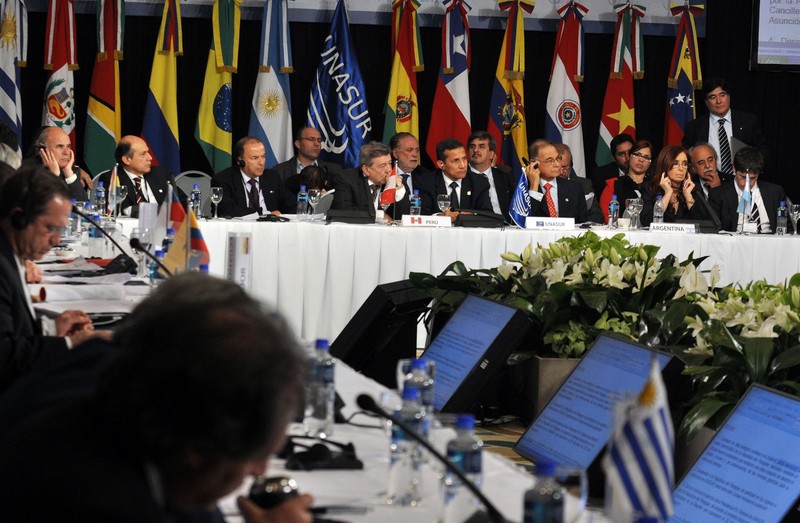 Presidente de la República, Ollanta Humala, durante la reunión extraordinaria de la Unión de Naciones Suramericanas