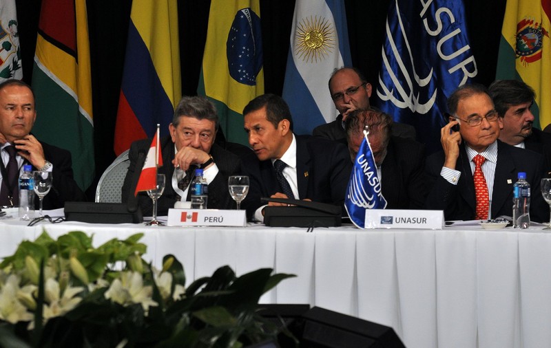 Presidente de la República, Ollanta Humala, durante la reunión extraordinaria de la Unión de Naciones Suramericanas