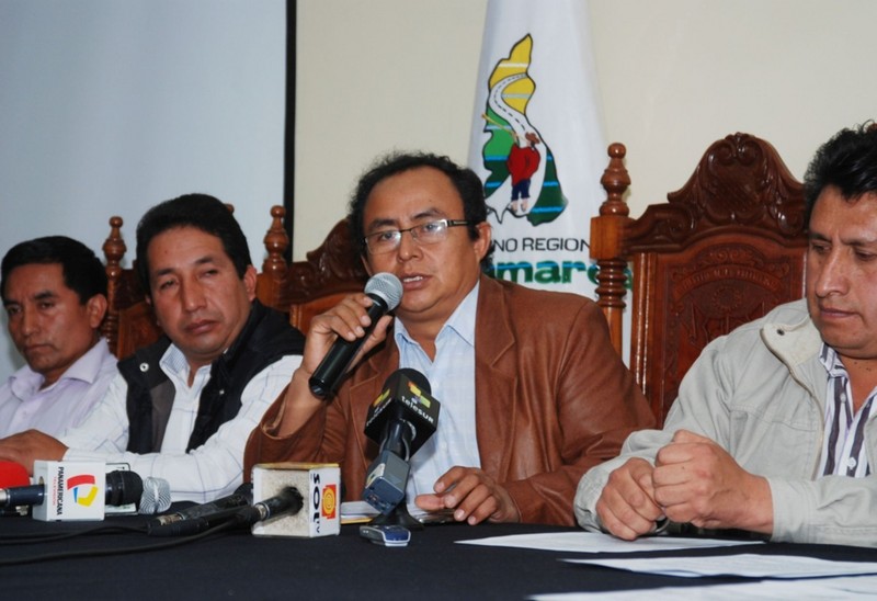 Conferencia de prensa del Presidente Regional de Cajamarca, Gregorio Santos