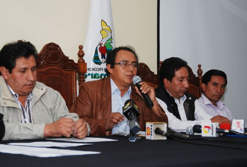 Conferencia de prensa del Presidente Regional de Cajamarca, Gregorio Santos