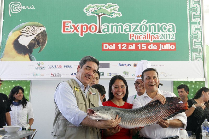 Presidente Ollanta Humala, junto a la Primera Dama, Nadine Heredia, clausuró la feria Expoamazónica 2012, en Pucallpa