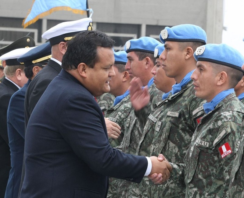 Ministro de Defensa, José Urquizo Maggia, dio la despedida al contingente de Cascos Azules que partirá a Haití