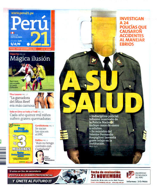 Portada de los diarios de Lima, 18 de noviembre de 2010
