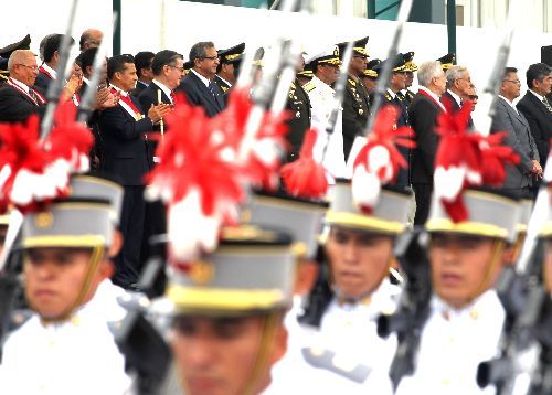 El presidente de la República, Ollanta Humala Tasso, participa en la ceremonia por el 23 aniversario de creación de la Policía Nacional del Perú, en Chorrillos