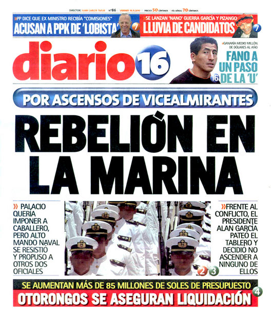 Portada de los diarios de Lima, 19 de noviembre de 2010