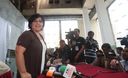 Ministra de La Mujer, Ana Jara, durante ceremonias en sede del Mimdes.