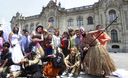 Lanzamiento del Carnaval de Rioja, en Palacio de Gobierno. Danza representa el día del Corpus Christi, donde se refleja la lucha entre el Bien y el Mal