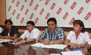Mario Huamán secretario de la CGTP reunido con trabajadores del Instituto Nacional Penitenciario (Inpe).