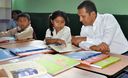 Ollanta Humala en la símbolica inauguración del año escolar en el colegio San Francisco de Asís en el distrito de Pachacamac.