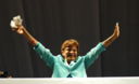 Congresista Mercedes Cabanillas en Pleno Mitin del partido aprista