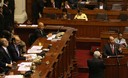 Ministro del Interior, Daniel Lozada, dirigiéndose a la representación nacional en el Pleno del Congreso de la República