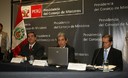 Ministro de Ambiente, Manuel Pulgar Vidal, junto a los titulares de Energía y Minas, Jorge Merino, y de Agricultura, Luis Ginocchio, durante conferencia de prensa en la PCM