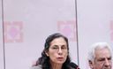 La ministra de Educación Patricia Salas en una confrenecia de prensa en la sede del Ministerio de Educación